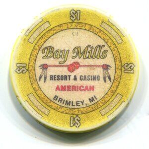 Bay Mills Resort & Casino Brimley, MI $1 Gaming Chip (b692-4)
